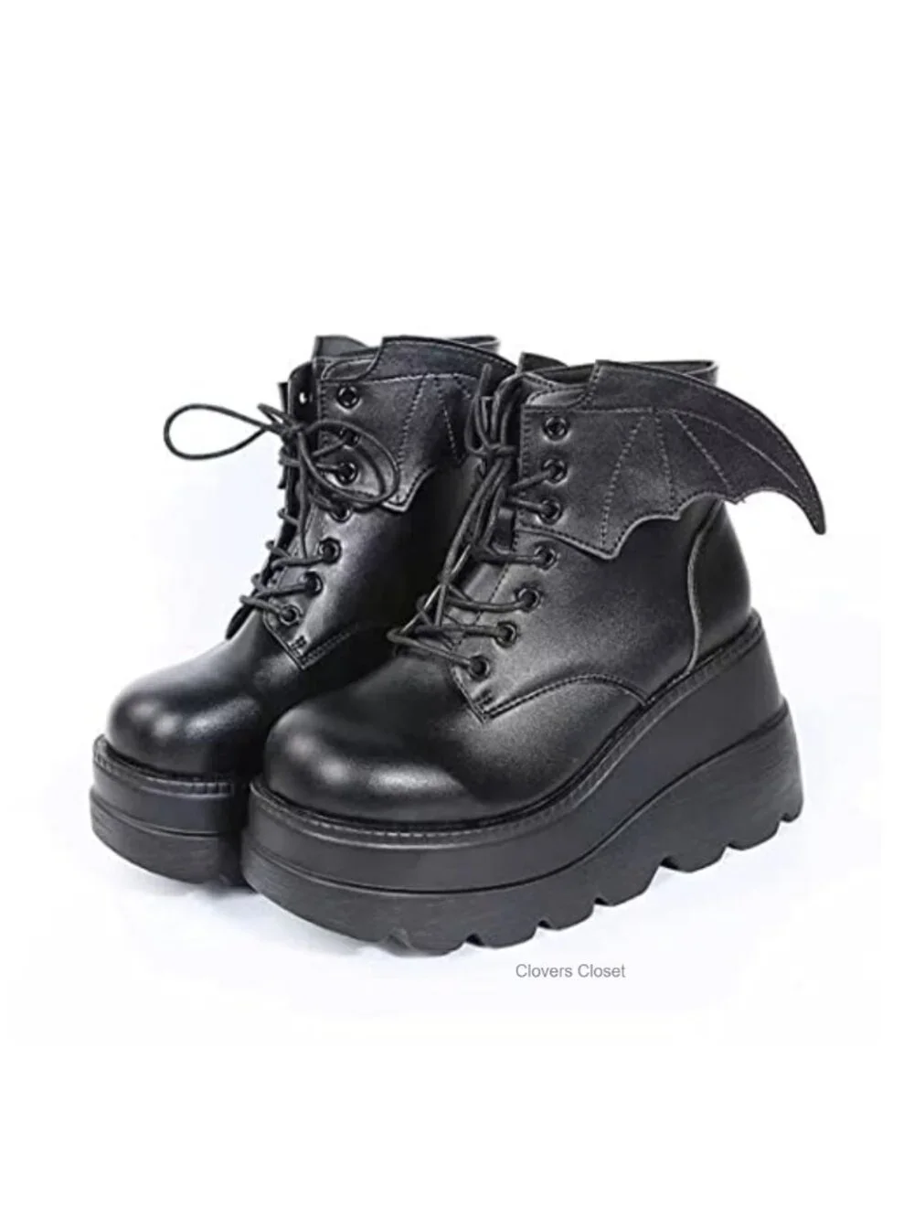 Women's Platform Mary Jane Pumps Gothic Lolita Shoes Round Toe Chunky Heel Faux